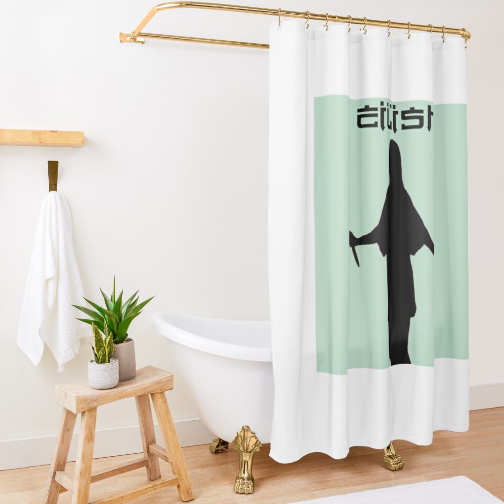 Black Silhouette Beautiful Singer Girl Shower Curtain Official Cow Anime Merch